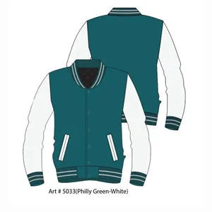 MEN'S CASUAL USA STATE COLOR SOLID VARSITY LEATHER BOMBER STYLE  VARSITY JACKETS