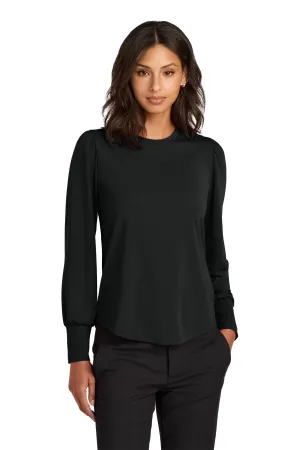Mercer Mettle Women's Stretch Jersey Long Sleeve Blouson Top MM1019 Deep Black