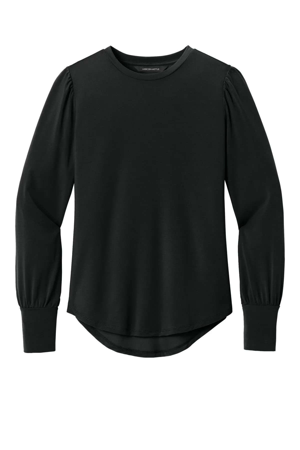 Mercer Mettle Women's Stretch Jersey Long Sleeve Blouson Top MM1019 Deep Black
