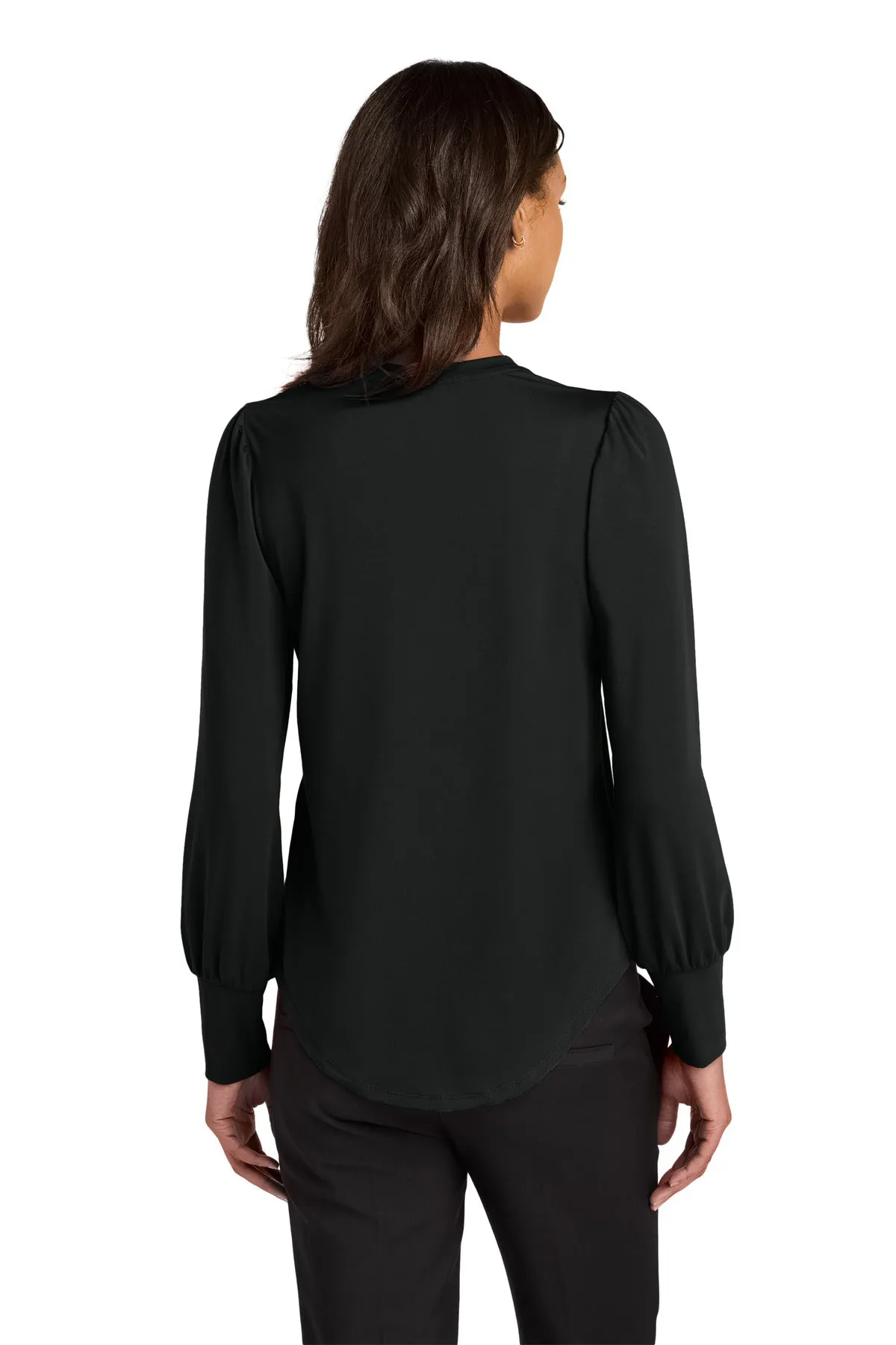 Mercer Mettle Women's Stretch Jersey Long Sleeve Blouson Top MM1019 Deep Black