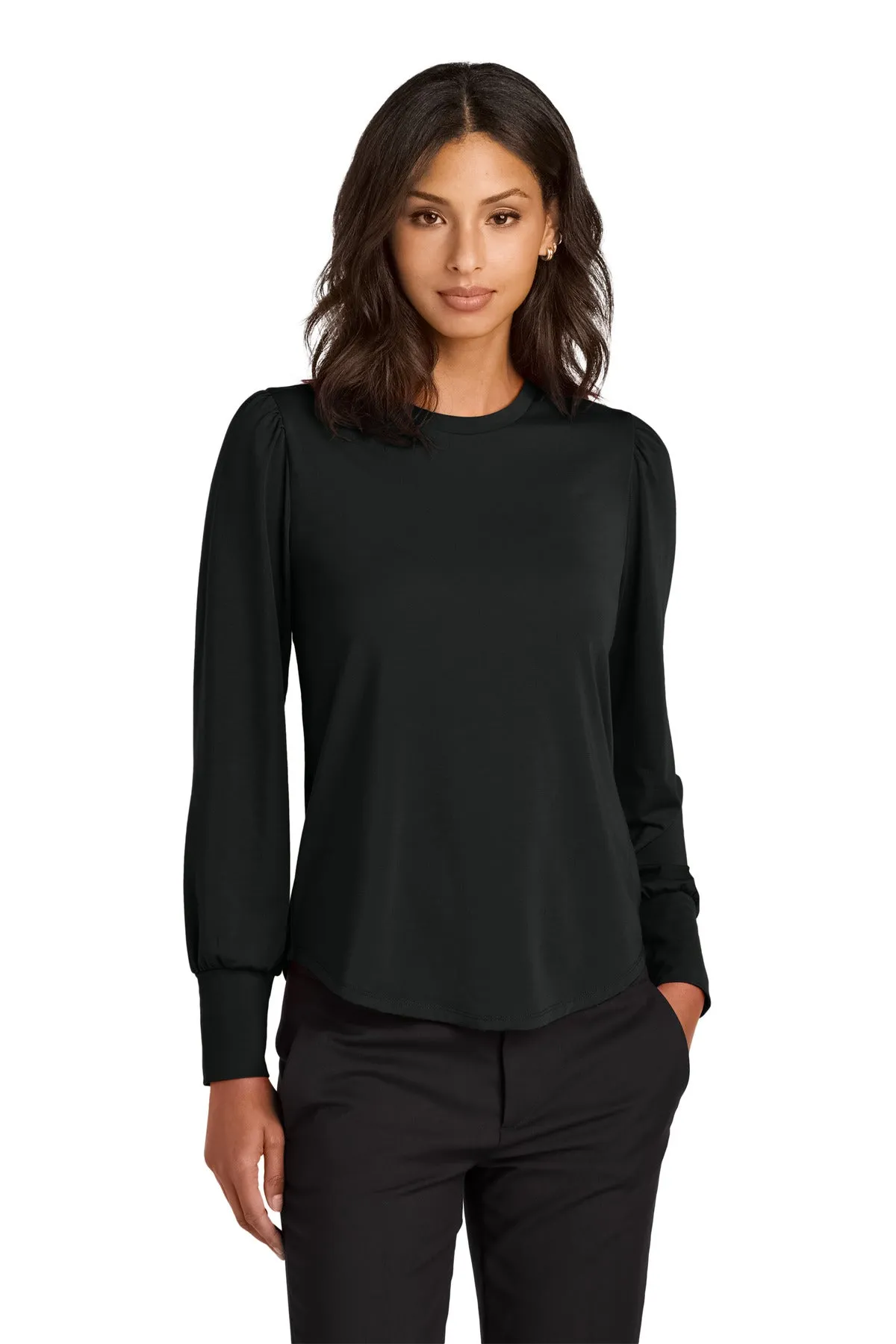 Mercer Mettle Women's Stretch Jersey Long Sleeve Blouson Top MM1019 Deep Black