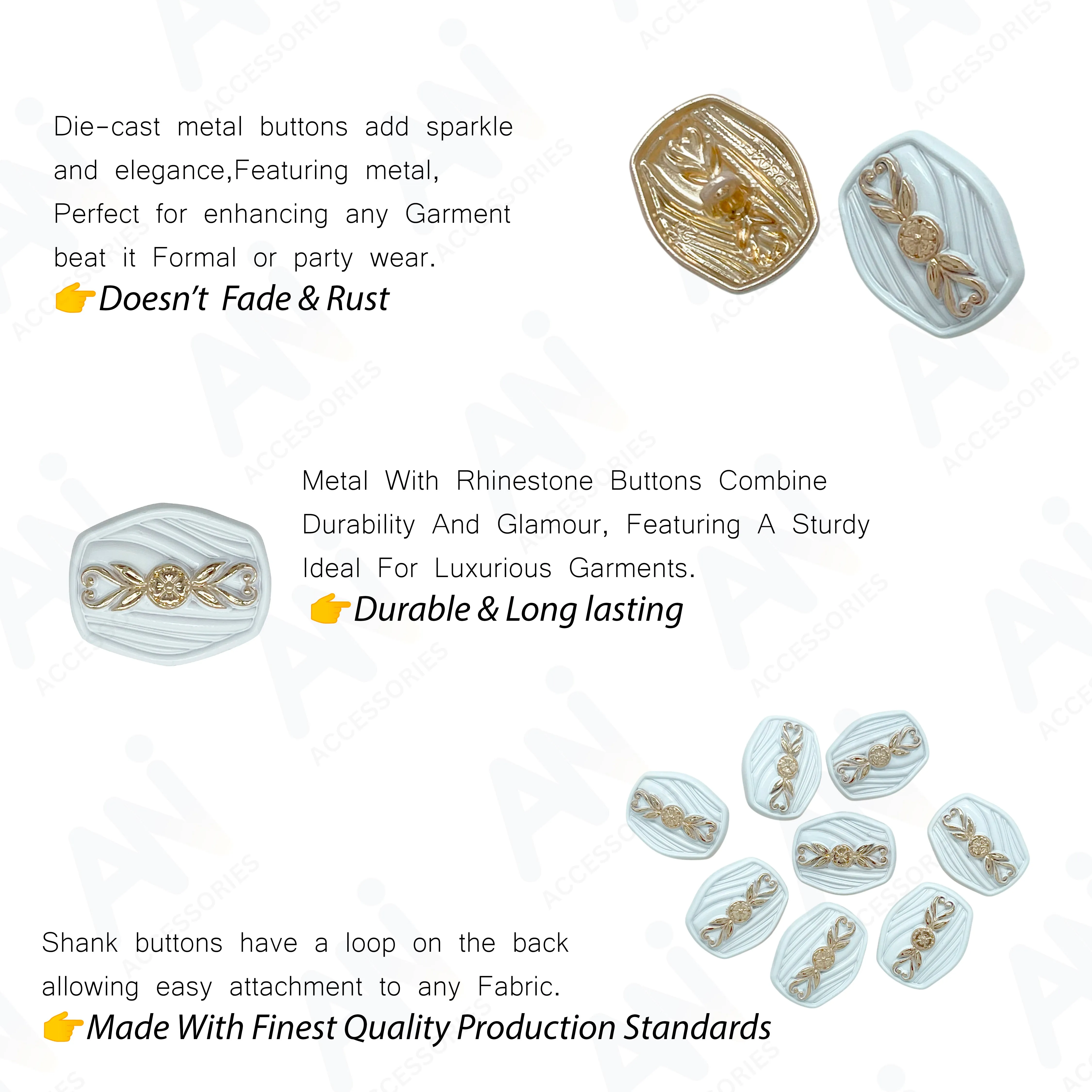Metal Buttons for Clothing and Crafts
