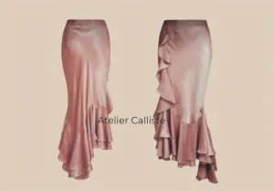 Midi satin asymmetrical skirt