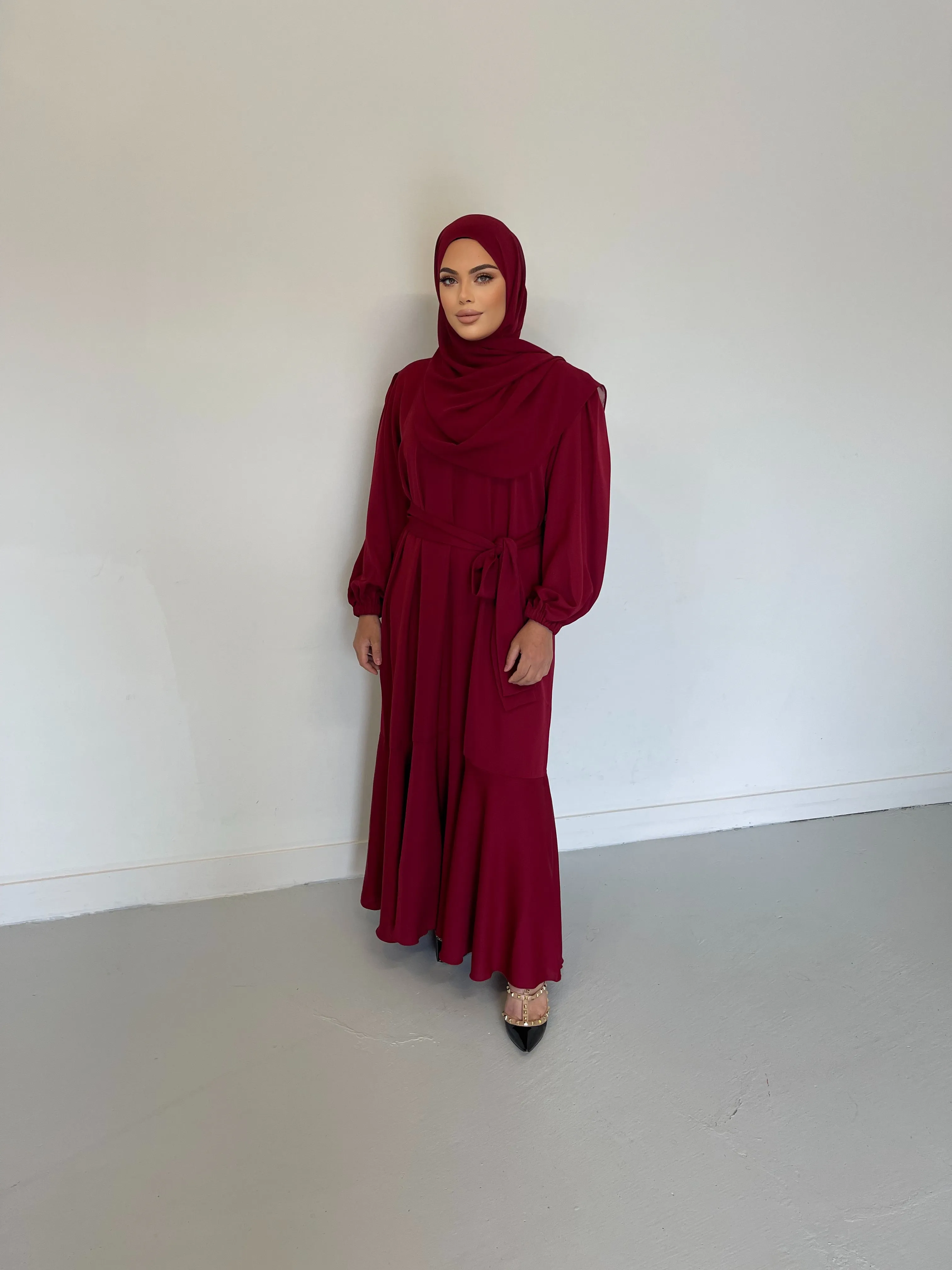 Milan Lux Dress  - Dark Red