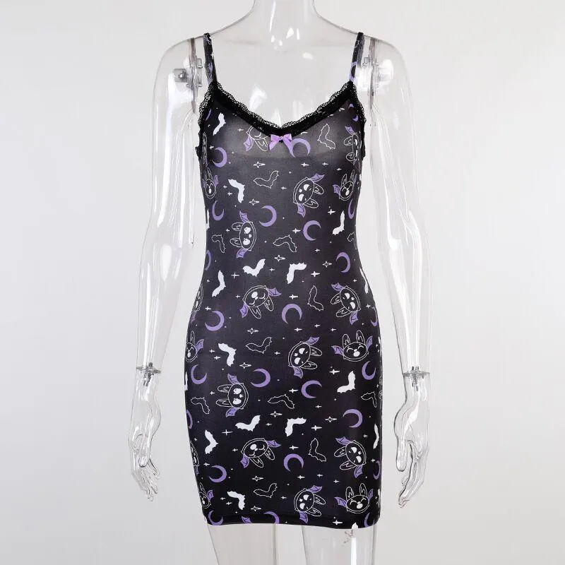 Moon Bats Lace Trim Dress