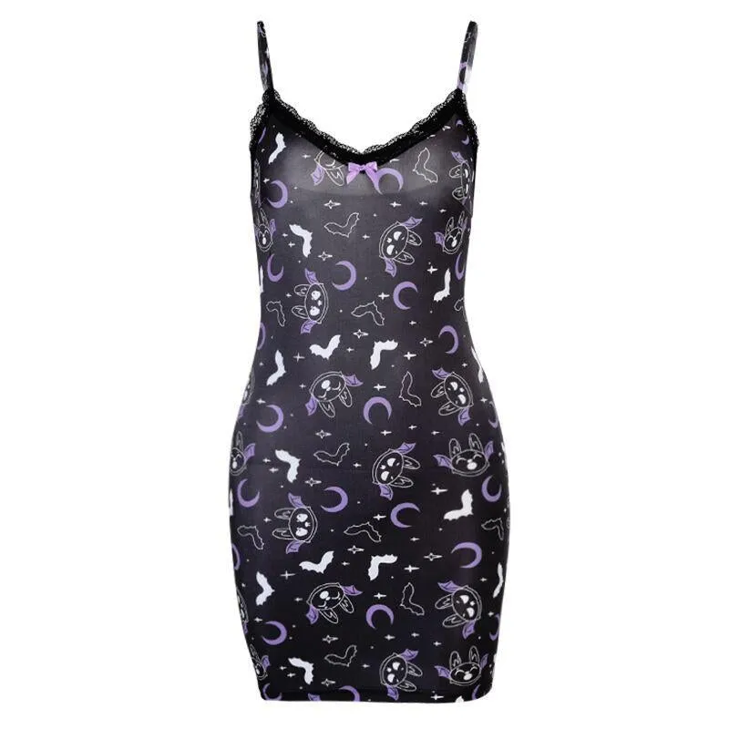 Moon Bats Lace Trim Dress