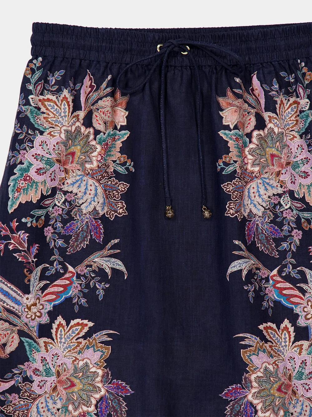 Navy Blue Midi Skirt with Rhiannon Scallop