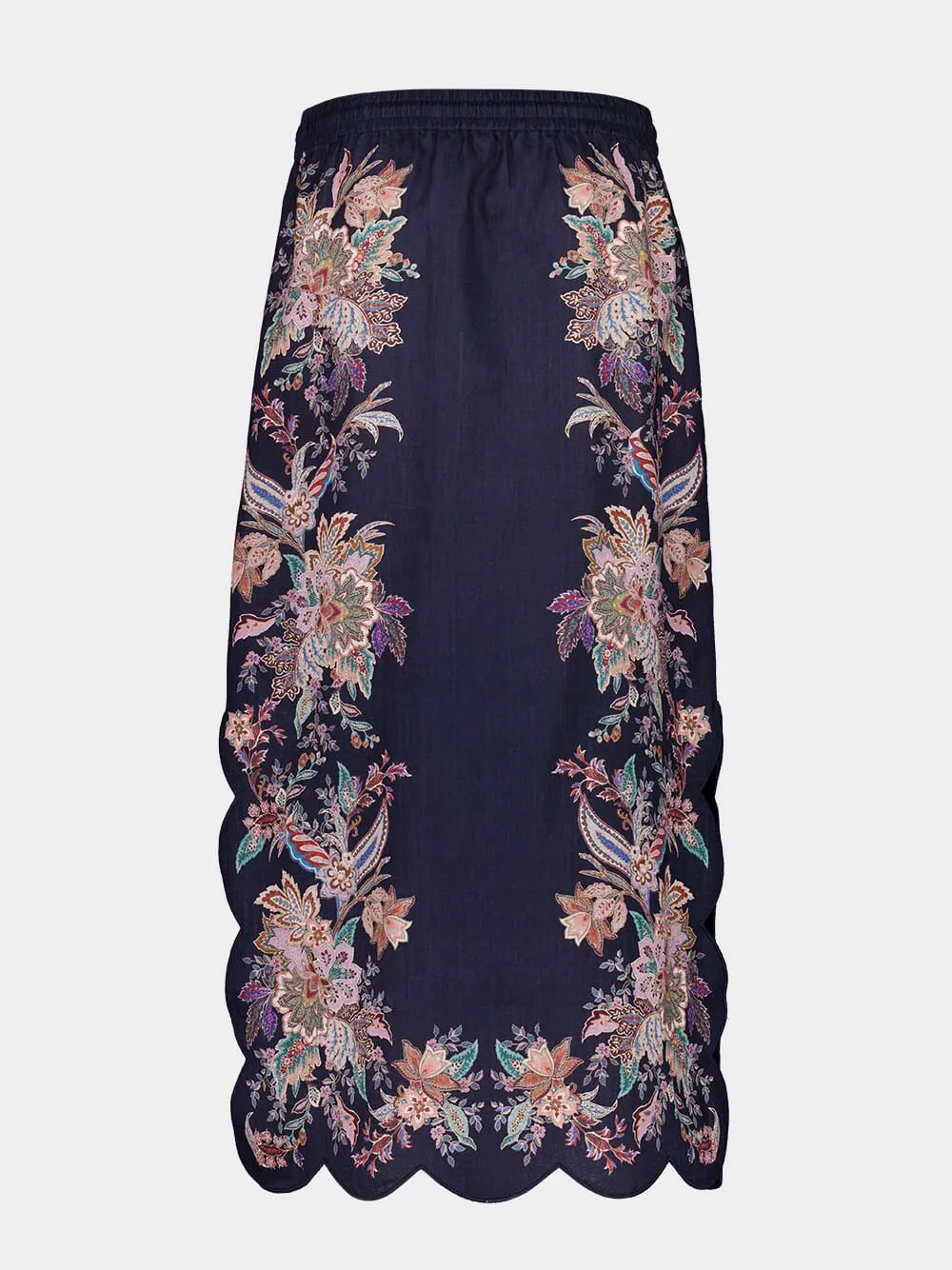 Navy Blue Midi Skirt with Rhiannon Scallop