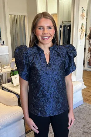Navy Textured Top