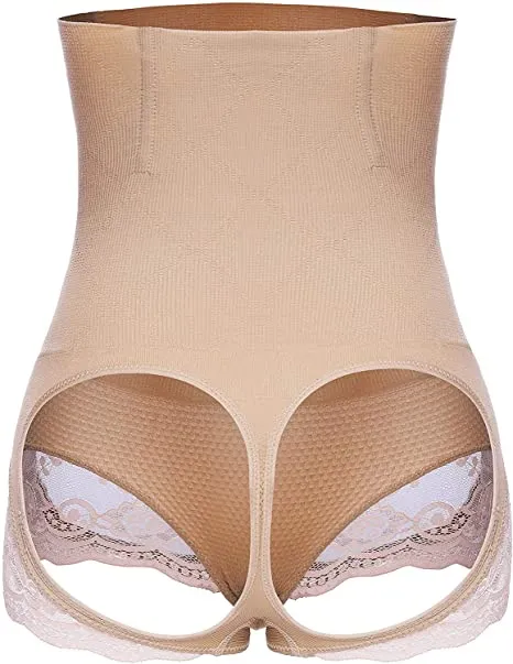 Nebility Women Butt Lifter Body Shaper Panty Tummy Control Hi-Waisted Shapewear, Beige - Size XL/2XL