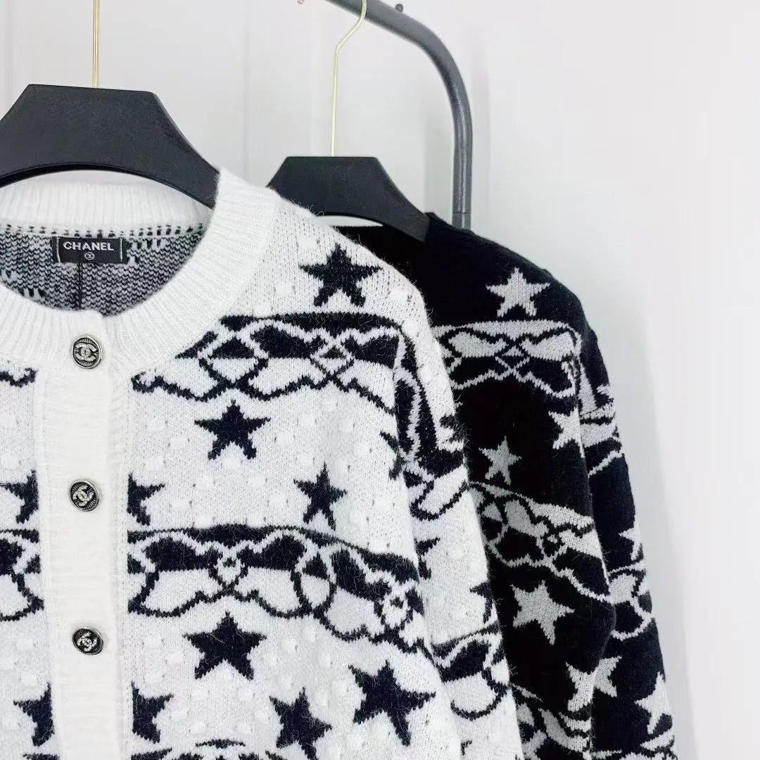 New Contrast Pattern Long Sleeve Cardigan
