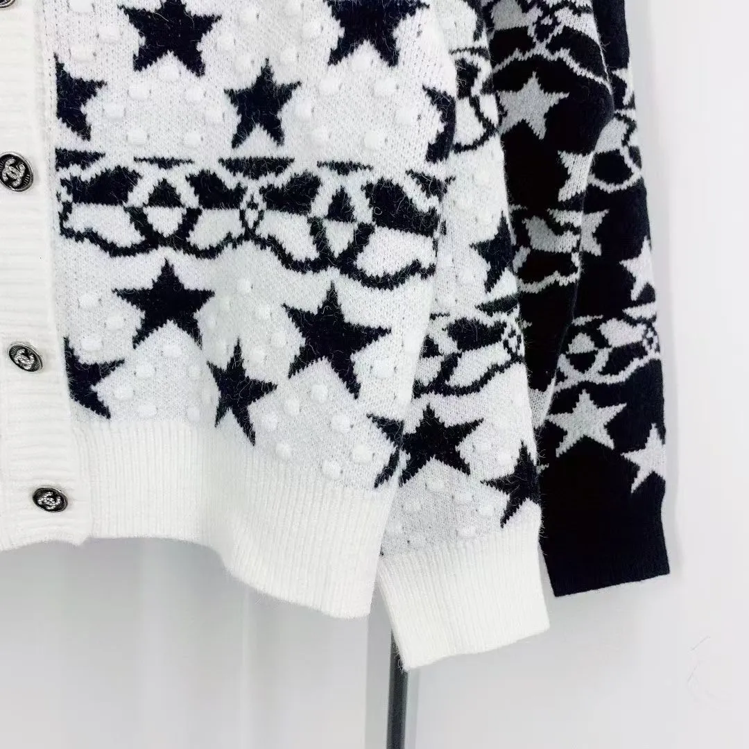 New Contrast Pattern Long Sleeve Cardigan