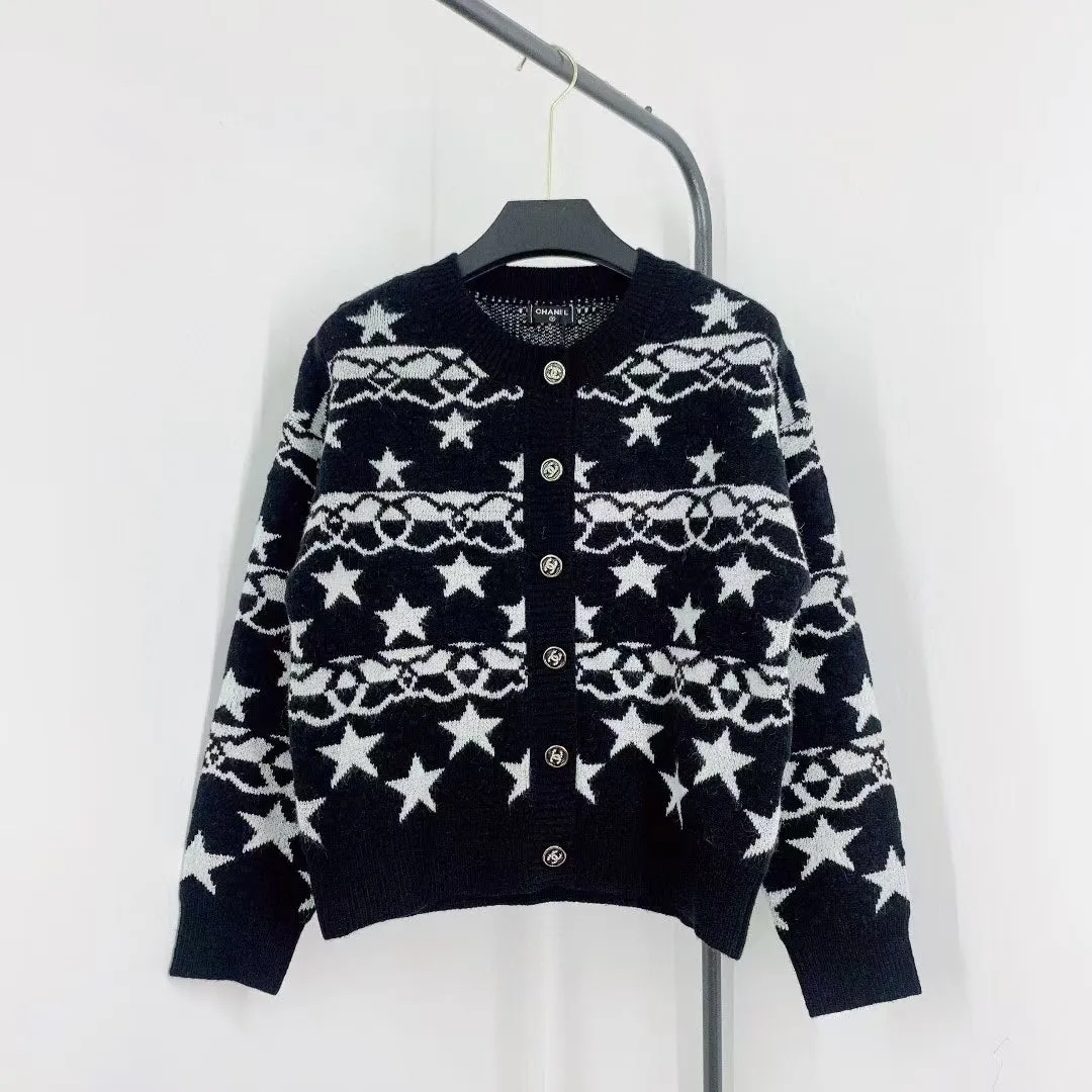 New Contrast Pattern Long Sleeve Cardigan