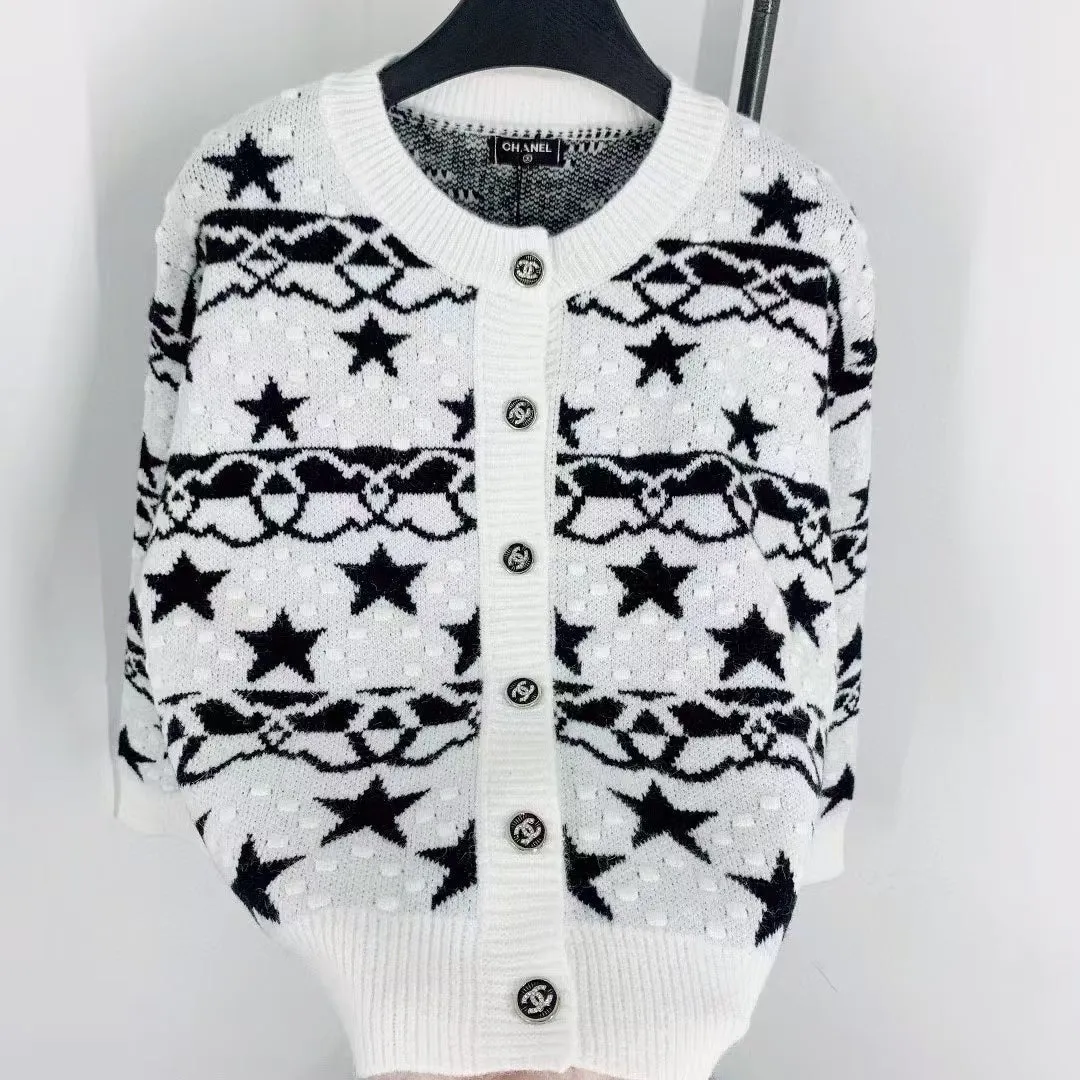 New Contrast Pattern Long Sleeve Cardigan