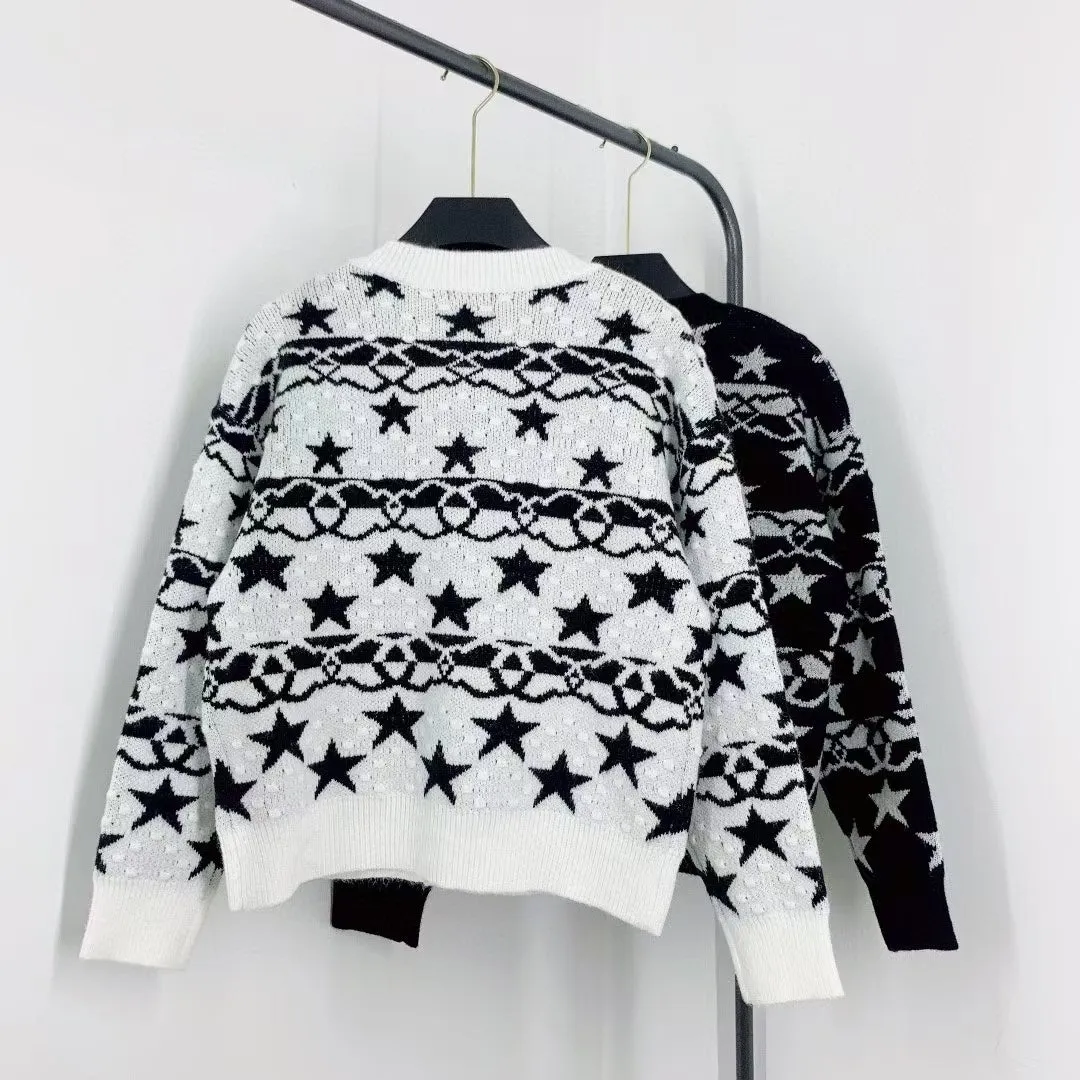 New Contrast Pattern Long Sleeve Cardigan
