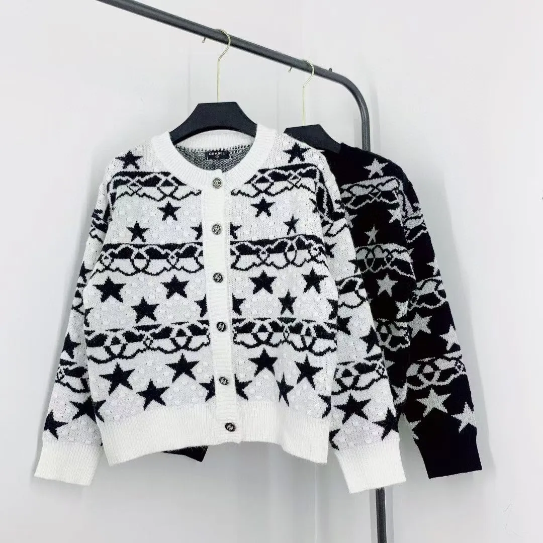 New Contrast Pattern Long Sleeve Cardigan