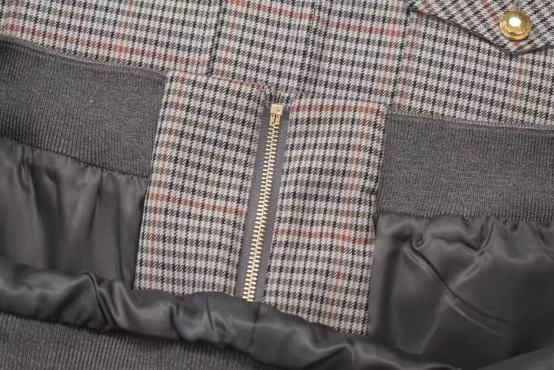 New Plaid Lettering Zipper Jacket