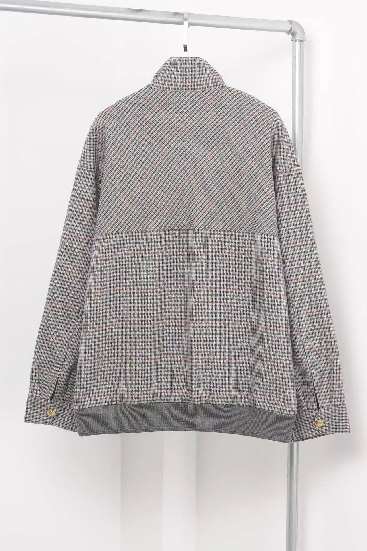 New Plaid Lettering Zipper Jacket