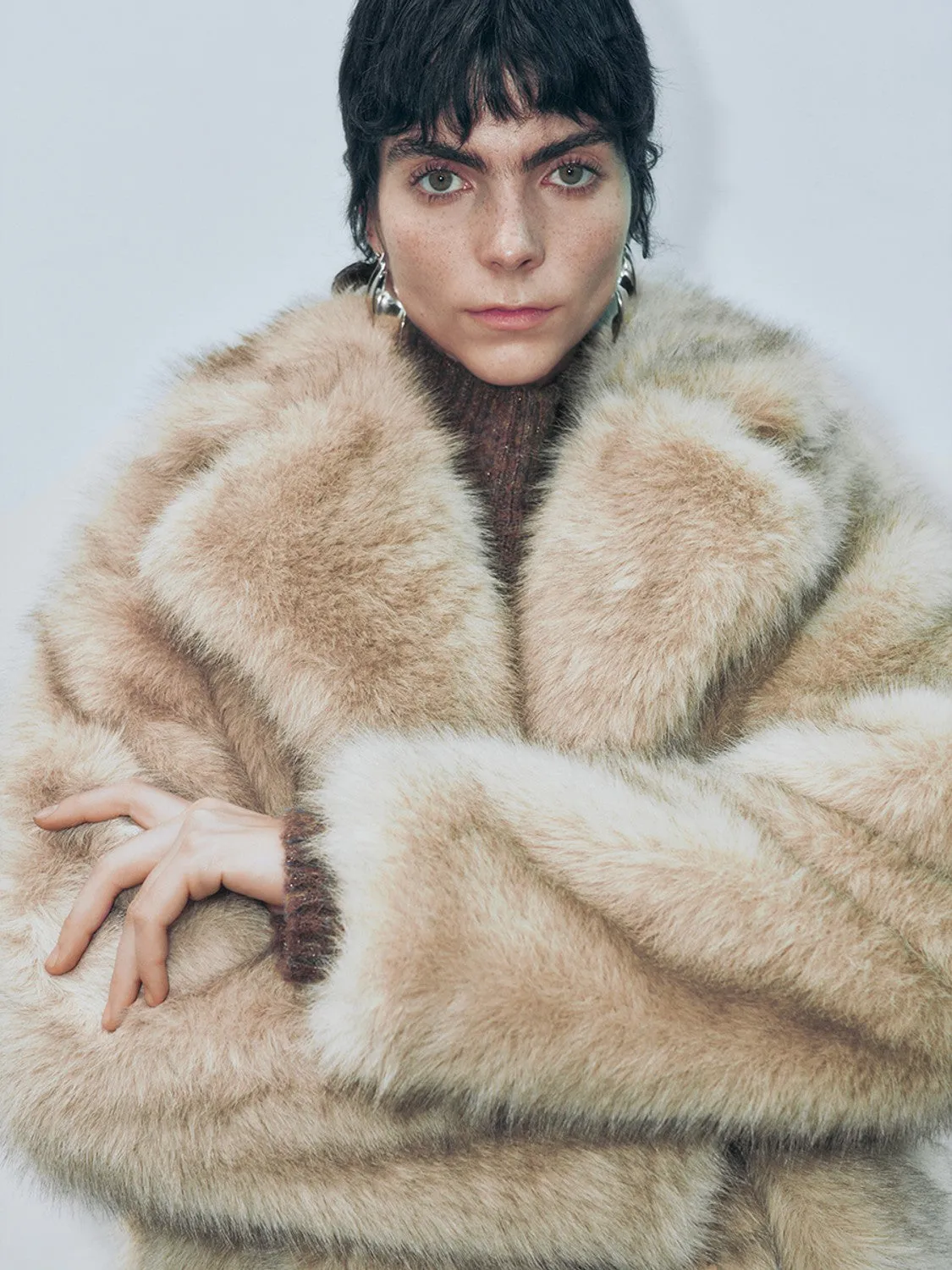 Notched Collar Fur Jackets