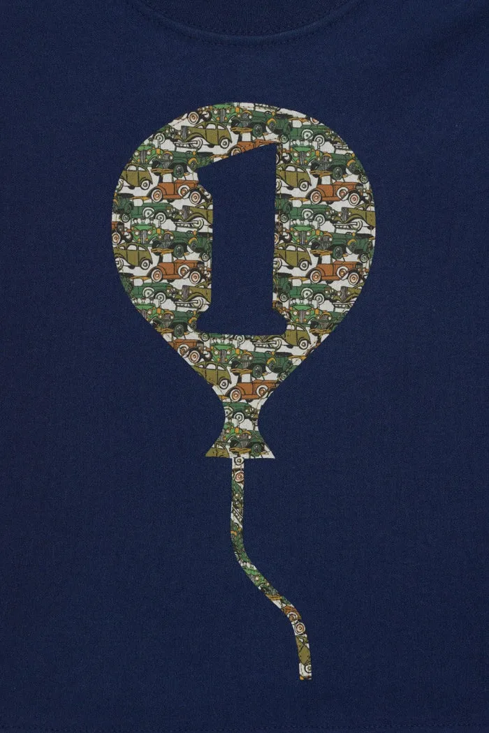 Number Balloon Navy or Grey Sweatshirt in Choice of Liberty Print