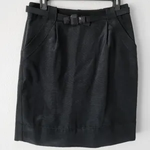 NWOT Rebecca Taylor Black Belted Textured Ribbed Minimalist Pencil Skirt