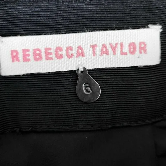 NWOT Rebecca Taylor Black Belted Textured Ribbed Minimalist Pencil Skirt