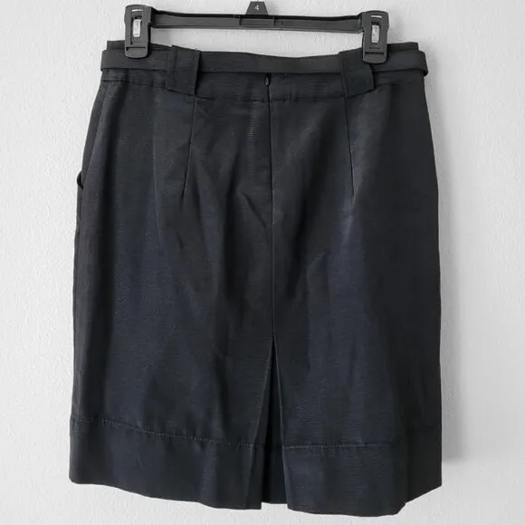 NWOT Rebecca Taylor Black Belted Textured Ribbed Minimalist Pencil Skirt