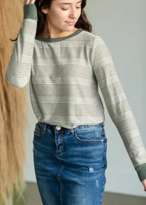 Olive Striped Textured Top - FINAL SALE