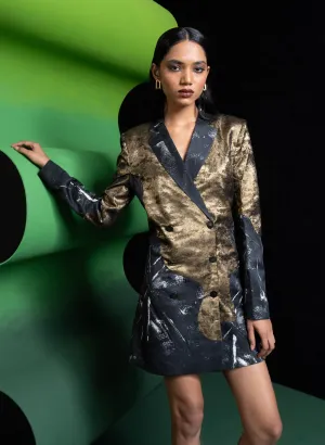 Onyx patchwork blazer dress