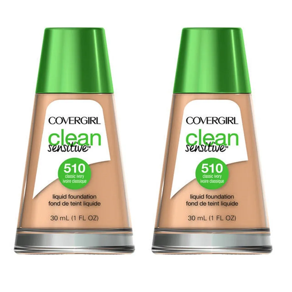 Pack of 2 CoverGirl Clean Sensitive Liquid Foundation, Classic Ivory 510