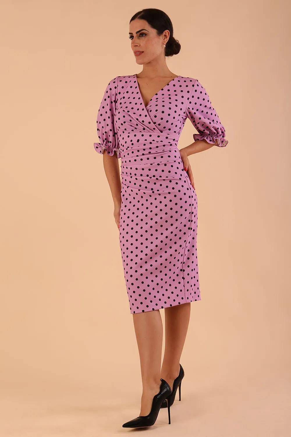 Palacio Polka Dot Print Sleeved Dress
