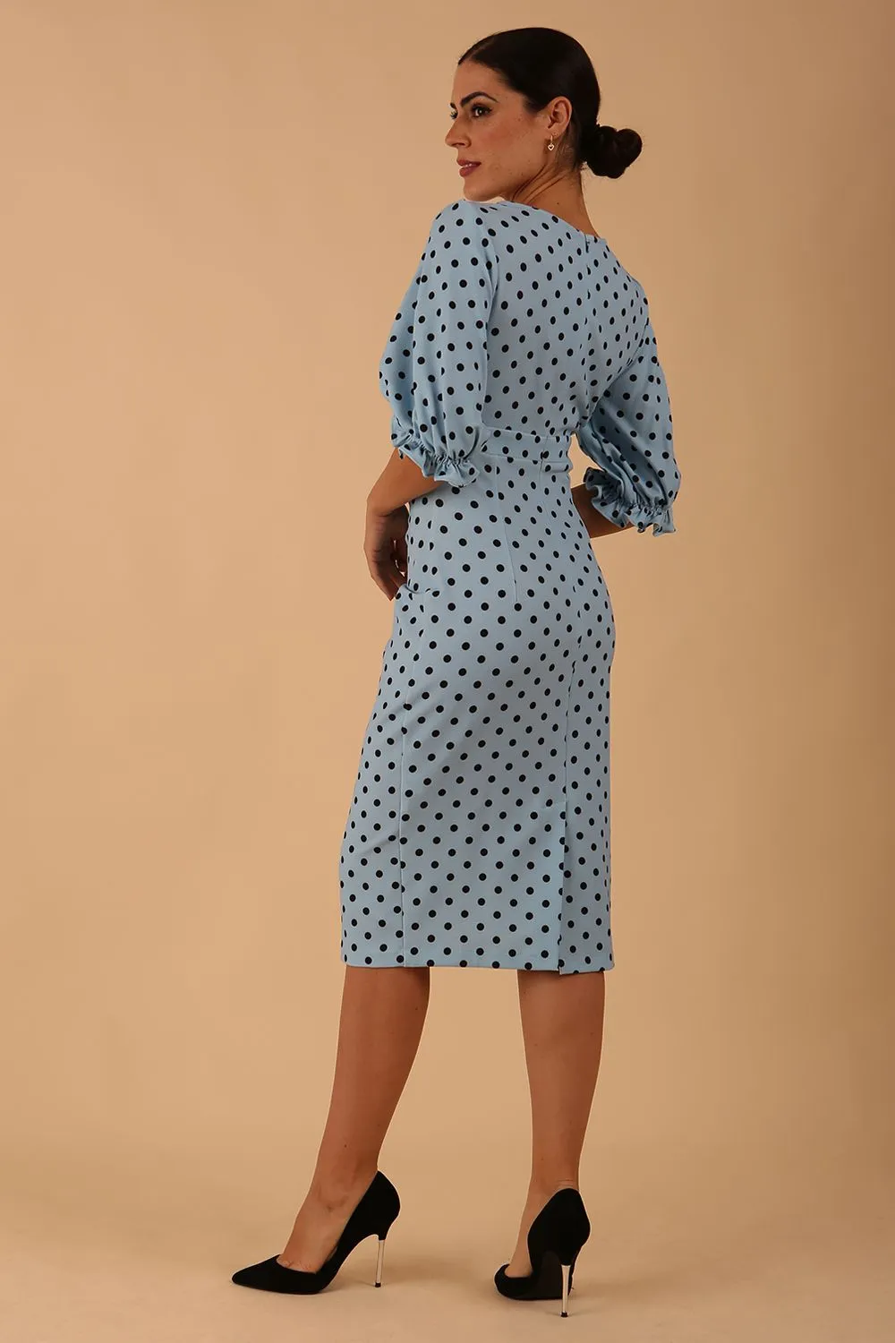 Palacio Polka Dot Print Sleeved Dress