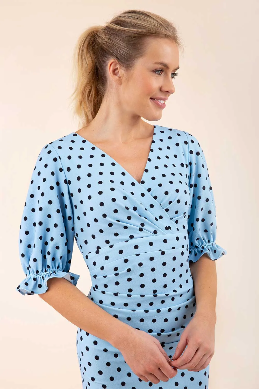 Palacio Polka Dot Print Sleeved Dress