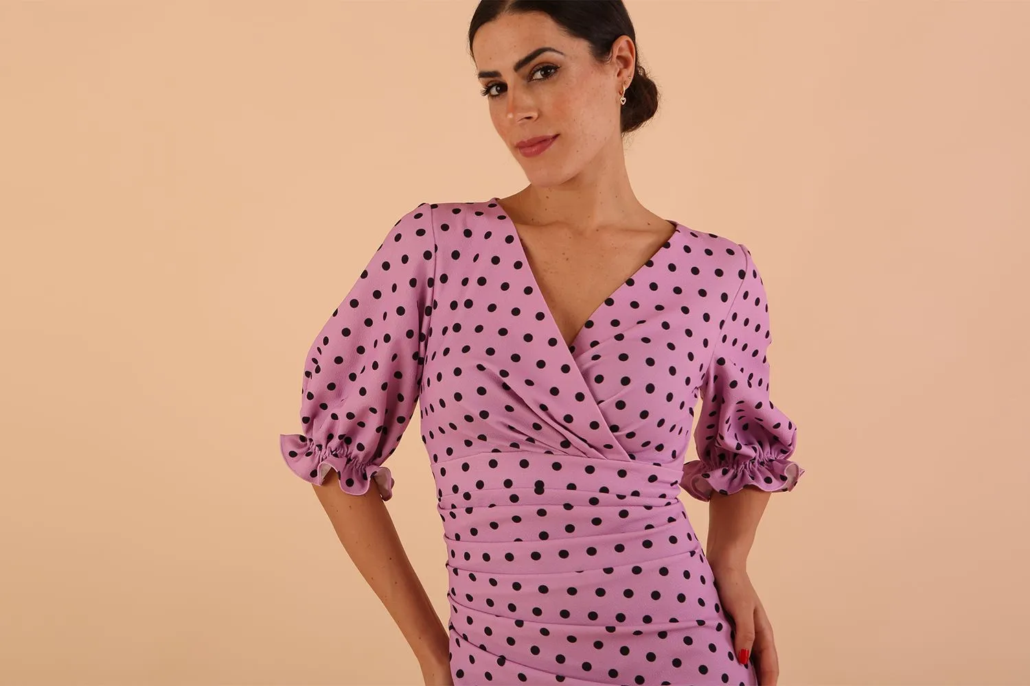 Palacio Polka Dot Print Sleeved Dress