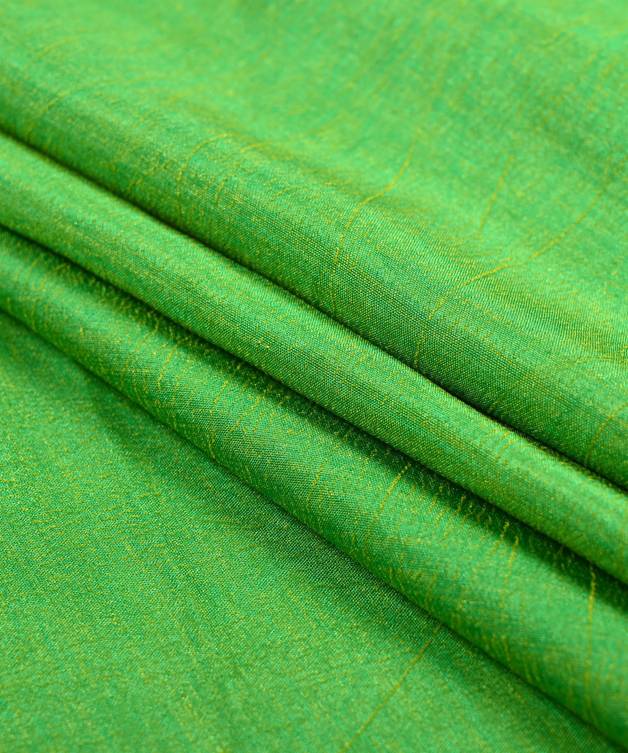 Parrot Green Textured Semi Silk Fabric