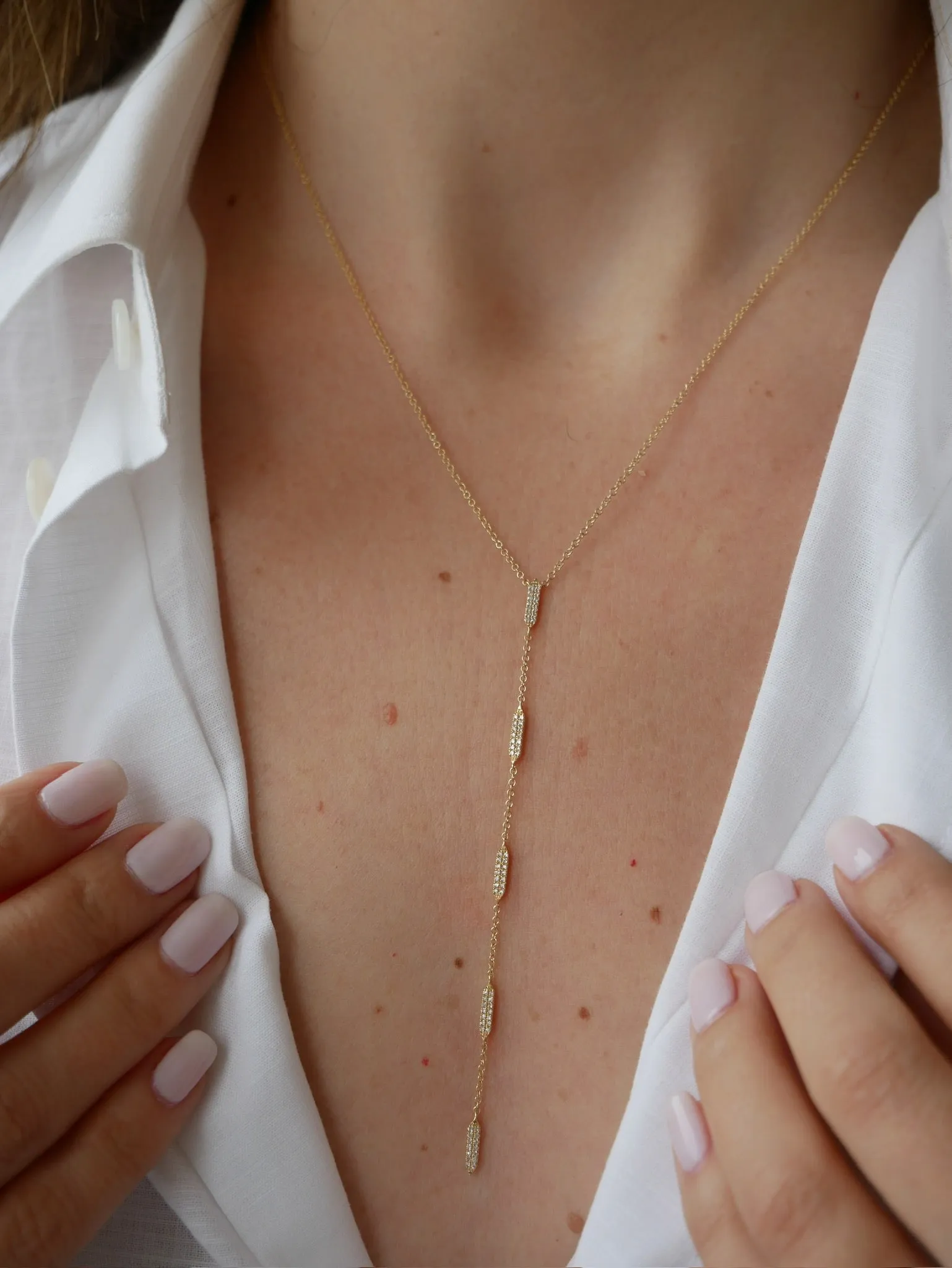 Pave Diamond "On Point" Lariat Necklace