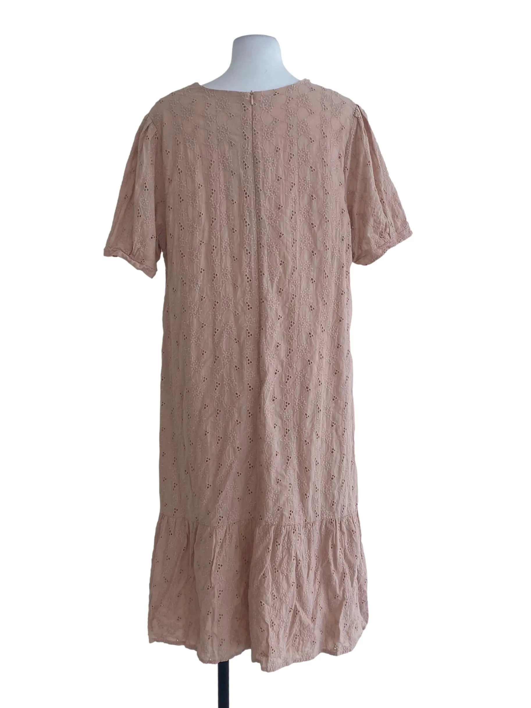 Peach Floral Textured Dress