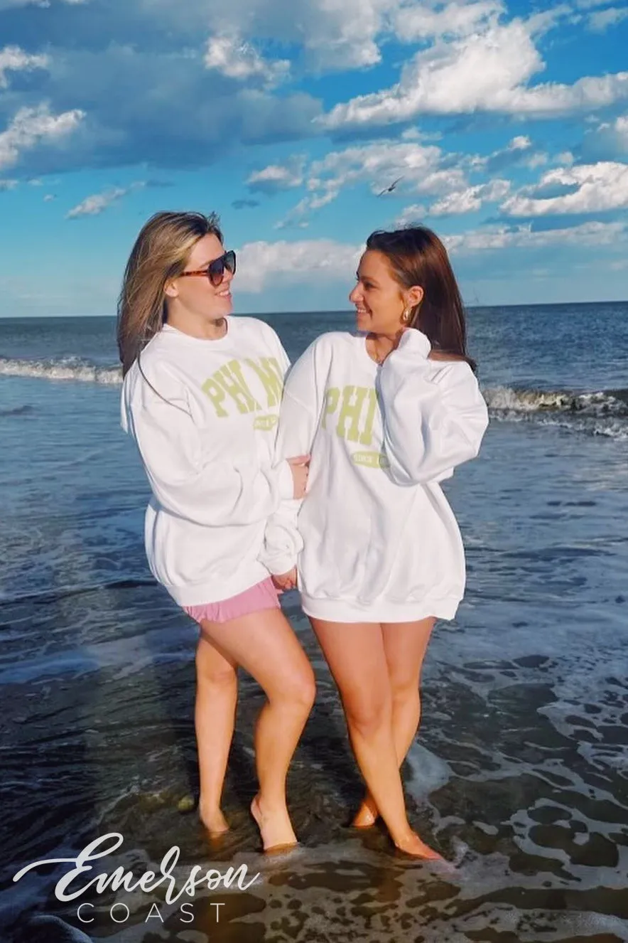 Phi Mu Bold White PR Crewneck