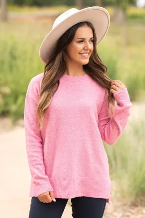 Pink Basic Crew Neck Sweater