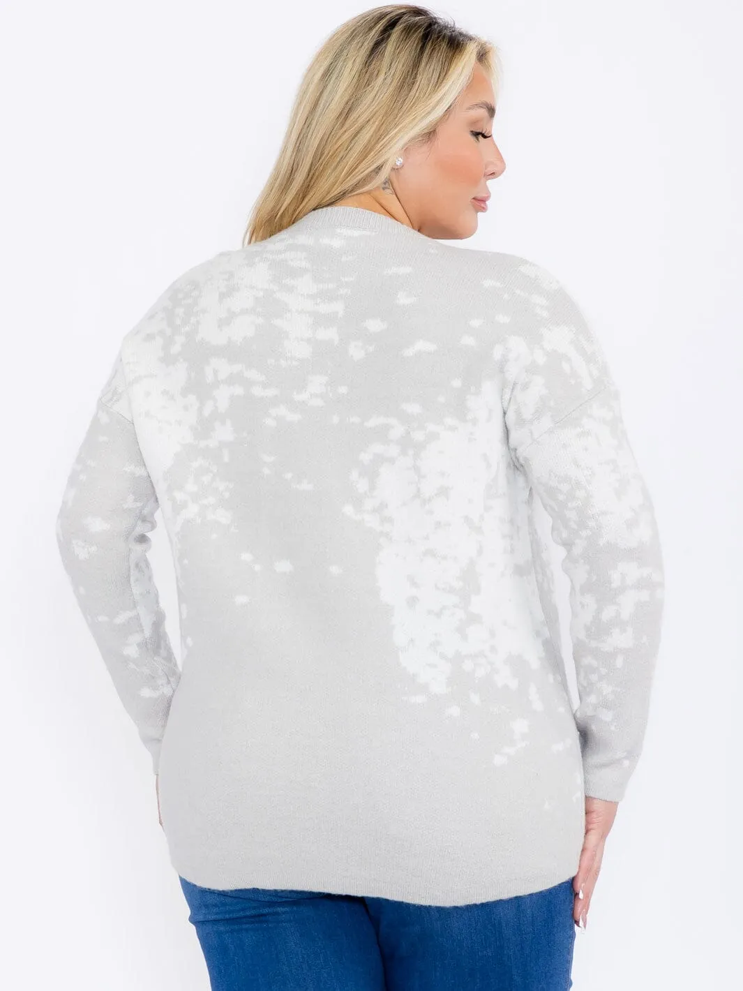 PLUS SIZE LONG SLEEVES PULLOVER HIGH-LOW COLORBLOCK TIE DYE SWEATER