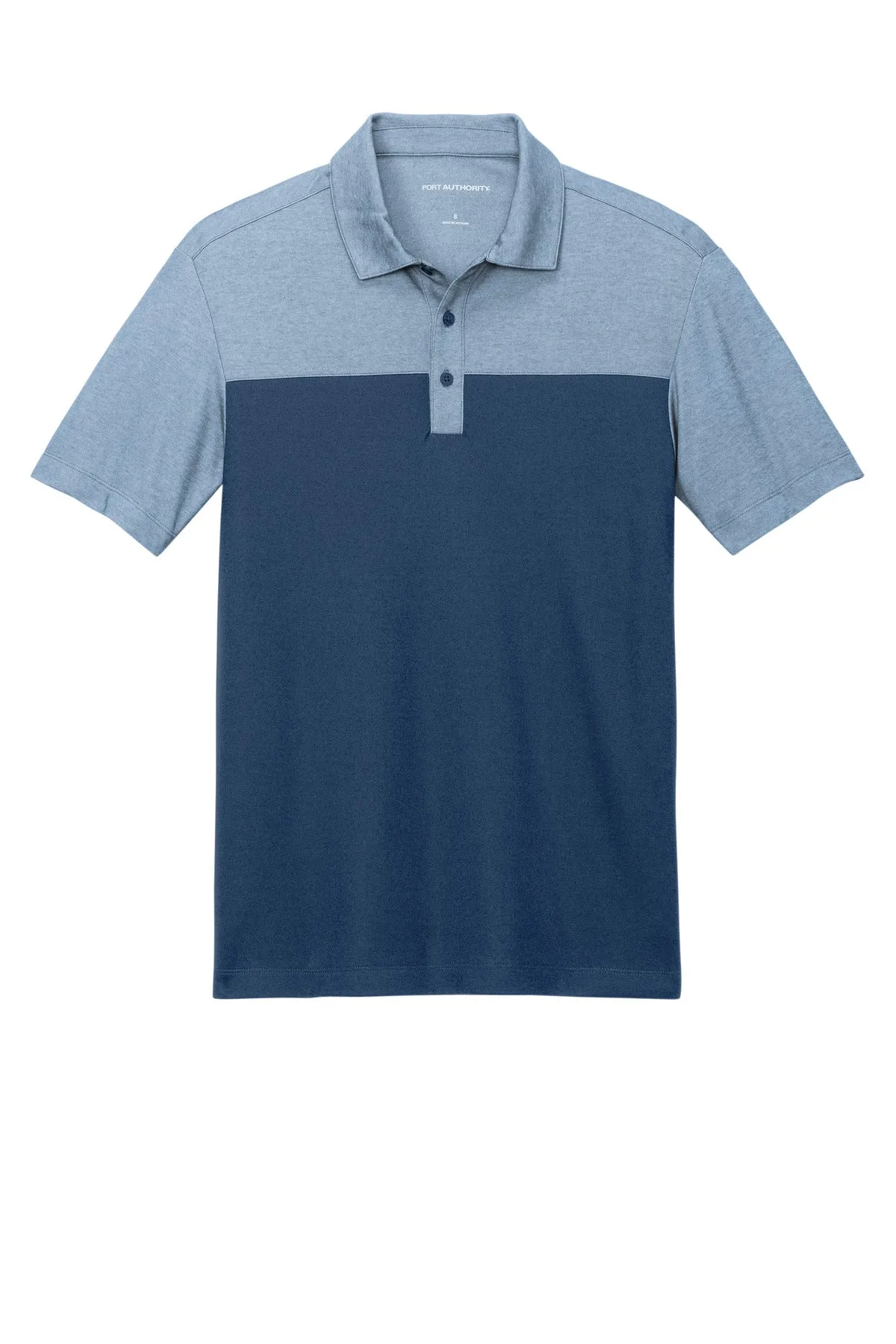 Port Authority Fine Pique Blend Blocked Polo K831 Aegean Blue/ Aegean Blue Heather