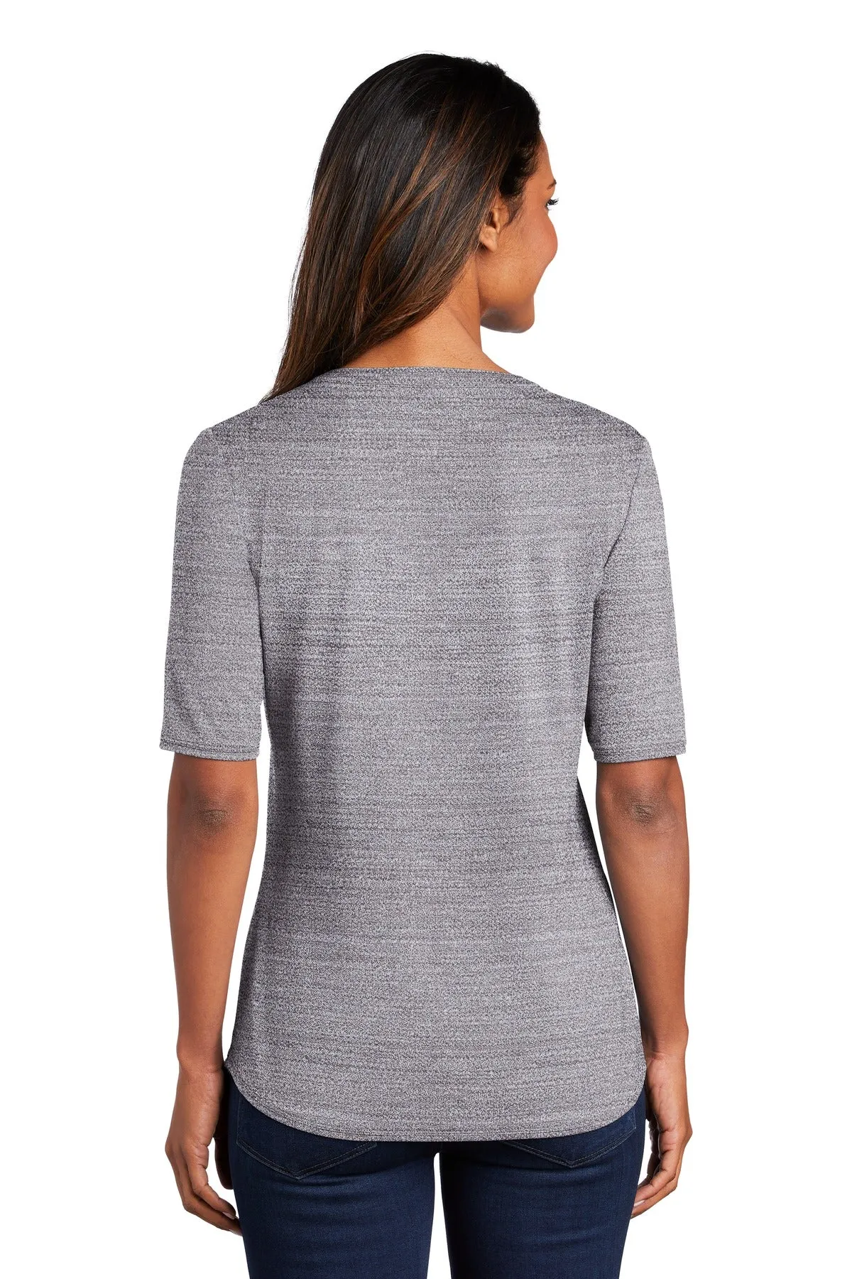 Port Authority  Women's Stretch Heather Open Neck Top  LK583 Graphite/ White