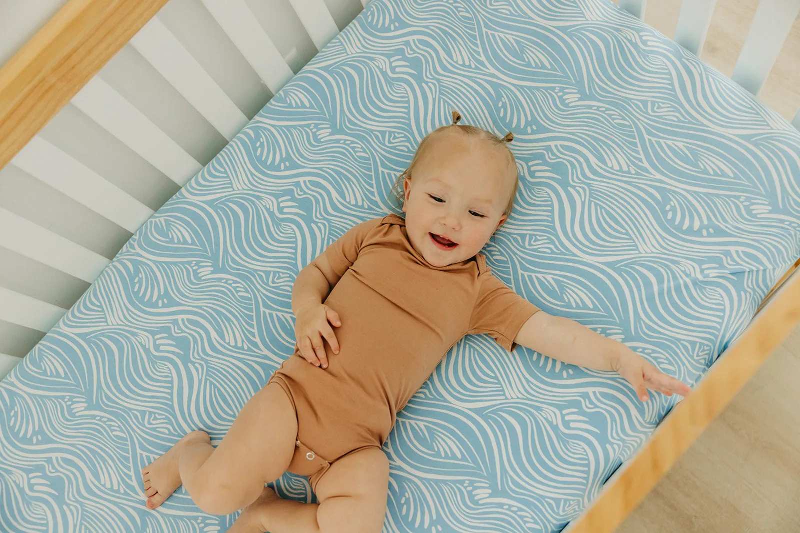 Premium Knit Fitted Crib Sheet - Surf