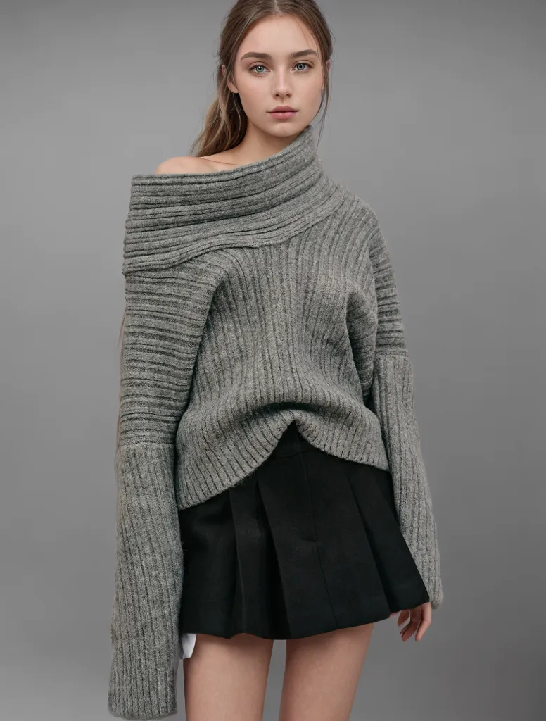 Pullover Diagonal Collar Sweaters