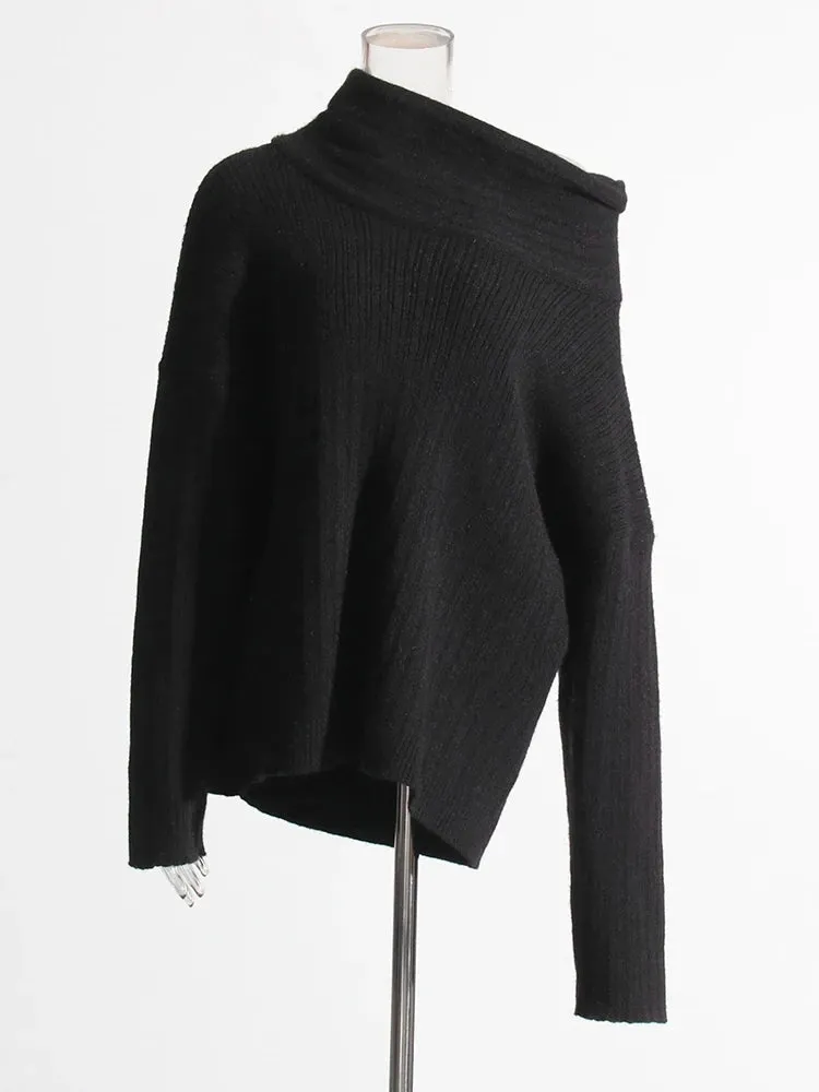 Pullover Diagonal Collar Sweaters