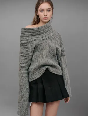 Pullover Diagonal Collar Sweaters