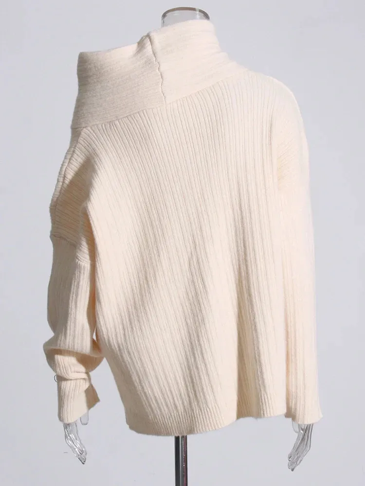 Pullover Diagonal Collar Sweaters