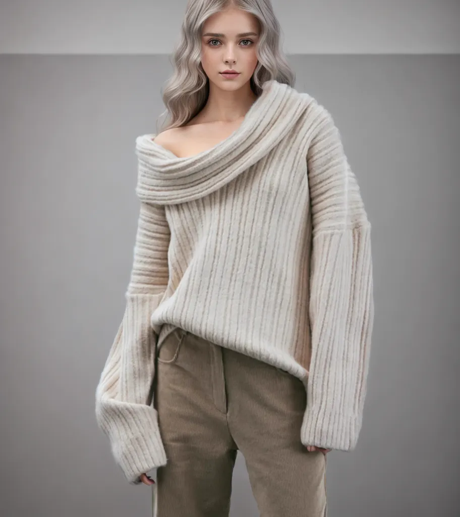 Pullover Diagonal Collar Sweaters