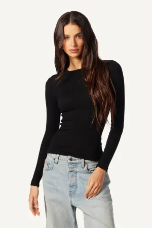 QUINCY LS FITTED CREWNECK - BLACK