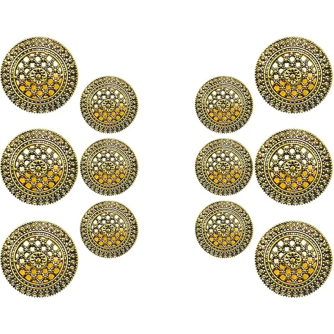 Raised Diamond Pattern Metal Buttons(8 Big   8 Small)